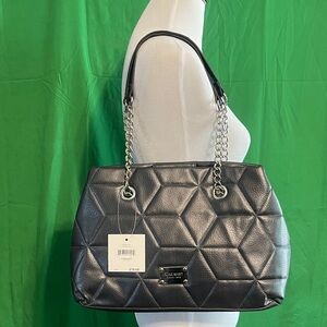 Nine West Gun Metal  Quilted Chain-Handle Shoulder Bag